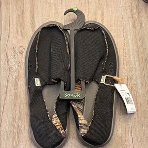 Sanuk Black Donn Hemp Loafers